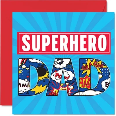 Abbildung von Superhelden Geburtstagskarten für Papa Vater Happy Birthday Karte von Sohn, Tochter, Geburtstagsgeschenke, 145 mm x Vatertags Grußkarten, Geschenke
