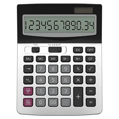 Abbildung von Helect H1006 12 stelliger Tischrechner, Business Standardfunktion, Desktoprechner, Silber