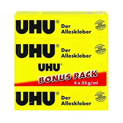 Abbildung von UHU Alleskleber Tube, Der Bewährte Universalkleber für nahezu alle Klebefälle im Haushalt, Bonuspack 4 x 35g