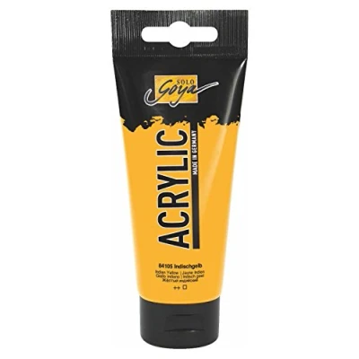Abbildung von KREUL 84105 Solo Goya Acrylic, 100 ml Tube in indischgelb, cremige vielseitig einsetzbare Acrylfarbe Studienqualität, auf Wasserbasis, schnell und matt trocknend, gut deckend, wasserfest