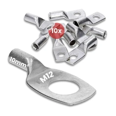 Abbildung von 10 Stück Kalitec HR10 12 Handelsübliche Rohrkabelschuhe 10mm² M12 I ohne Sichtloch Made in Germany