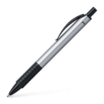 Abbildung von FABER CASTELL 143411 Kugelschreiber Basic M, mit auswechselbarer Mine, Schreibfarbe Blau, Schaft Silber, 1 Stück