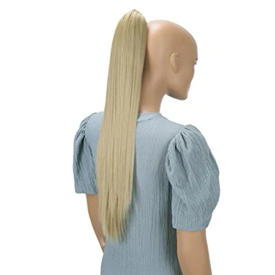 Abbildung von CAISHA 60cm Glatt Pferdeschwanz Mit Butterflyklammer Haarteil Zopf Hitzebeständig Haarverlängerung Hellblond H609