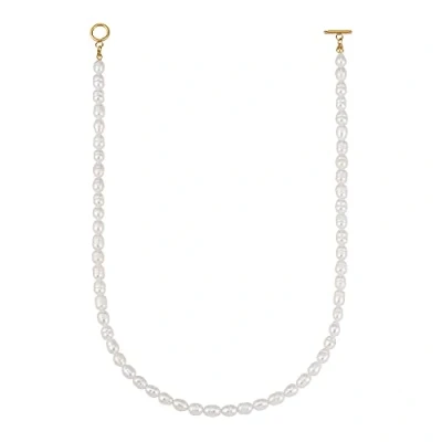 Abbildung von GD GOOD.designs Perlenkette Damen mit Süßwasserperlen wasserfest I Perlen Kette 18 Karat Vergoldung (45cm) Hautverträgliche Halskette ohne Anhänger