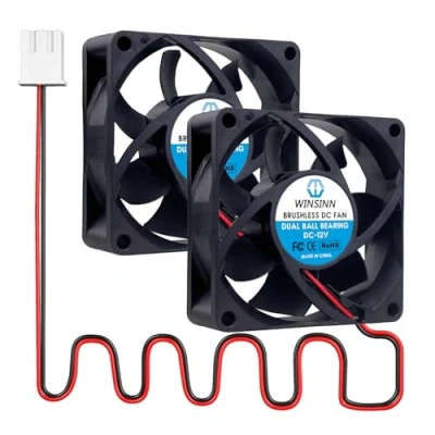 Abbildung von WINSINN DC 70 mm Lüfter, 12 V, 7025, Dual Kugellager, bürstenlose Kühlung, x 25 mm, 2 polig, Stück
