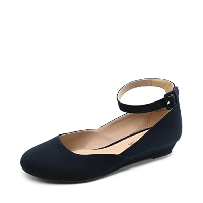 Abbildung von DREAM PAIRS Ballerinas Damen Riemchenballerina Elegant Flats Schuhe REVONA E Navy/Wildleder Größe 37 (EUR)