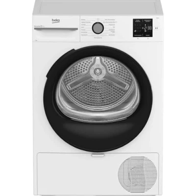 Abbildung von Beko BM3T38220X Wäschetrockner, 8 kg, Frontlader Wärmepumpentrockner, 15 Programme, Sensortrocknung, Säulenfähig, Aquawave Schontrommel, Weiß