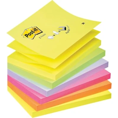 Abbildung von Post it Super Sticky Z Notes Promotion, Verschiedene Neonfarben, 6 Blöcke, 76 mm x 127 mm, 100 Blatt pro Block Selbstklebende Notizzettel zum Notieren, für To Do Listen und als Erinnerung