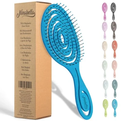 Abbildung von Ninabella Haarbürste ohne Ziepen für Damen,Herren &amp; Kinder Entwirrbürste Locken,lange nasse Haare Nachhaltige Detangler Bürste mit Spiralfeder aus recyceltem Material Hair Brush Royal Blue