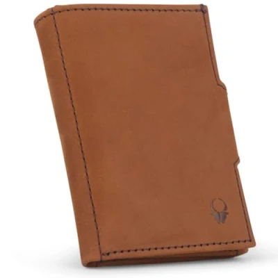 Abbildung von DONBOLSO NextGen Slim Portemonnaie Brieftasche Minimal Wallet Münzfach, RFID Schutz, bis 11 Karten, Mini Portemonnaie, 9 x 7,1 2 cm Vintage Braun