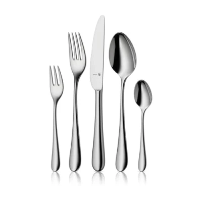 Abbildung von WMF Merit Besteck Set 12 Personen, 66 teilig, 60 Teile mit Servierbesteck, Hohlheftmesser, Cromargan protect poliert, kratzbeständig, spülmaschinenfest