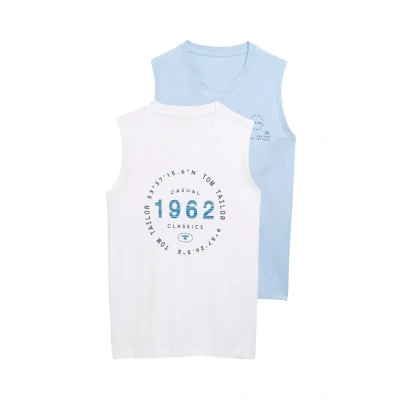 Abbildung von TOM Tailor TANK IM 2ERPACK Top, Herren, Größe: Medium, Light powder blue
