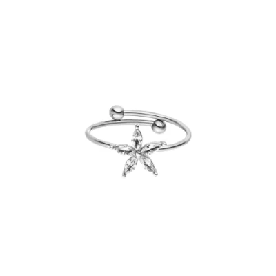 Abbildung von Purelei® Bright Spring Ring, Wasserfester Damenring aus langlebigem Edelstahl mit Blüte Zirkoniasteinen, Verstellbare Ringe von Größe 50 bis 60, Modeschmuck für deinen Look (50 55, Silber)