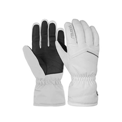 Abbildung von Reusch Marisa garantiert Winddichte, extra atmungsaktive und warme Winterhandschuhe Fingerhandschuhe Schneehandschuhe Skihandschuhe für Damen mit Langer Stulpe, White/Silver, 7