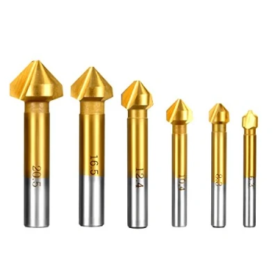 Abbildung von Qibaok 6 Stück 90 Kegelsenker Satz HSS Senker Entgrater Set mit Titan Beschichtet 6,3 20,5 mm