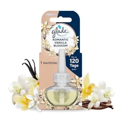 Abbildung von Glade electric scented oil Nachfüller, elektrischer Raumduft Duftstecker mit Duftöl, Romantic Vanilla Blossom, 1er Pack (1 x 20 ml)