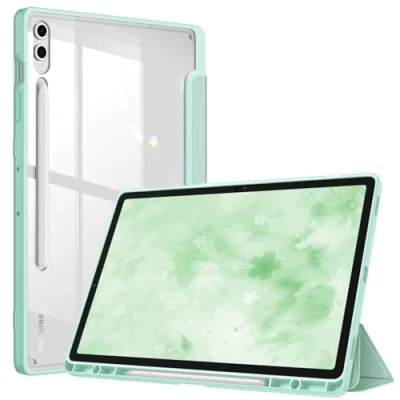 Abbildung von Fintie Hybrid Hülle für Samsung Galaxy Tab S10+ Plus/S9 FE+ Plus/S9+ Plus 12.4 Zoll Tablet mit Stifthalter Stoßfeste Schutzhülle transparenter Hartschale auf der Rückseite, Hellgrün