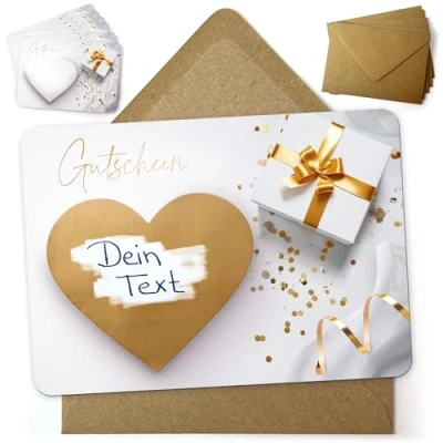 Abbildung von beriluDesign 6 Gutschein Rubbelkarten zum selber Beschriften (6 Karten + Umschläge)
