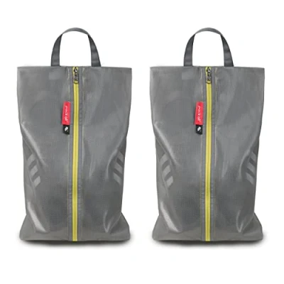Abbildung von Pack all Wasserfeste Reise Schuhbeutel, Schuhorganizer, Schuhtasche mit Reißverschluss, für Männer und Frauen (2er Grau)