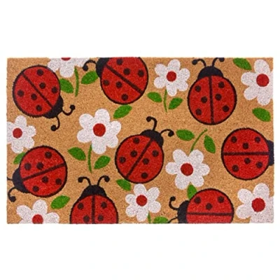 Abbildung von Hanse Home Kokos Fußmatte für Innen 45x75cm Fussmatte Outdoor Kokosmatte Schmutzfangmatte Marienkäfer Design Wetterfest,rutschfest Eingangsbereich &amp; geschützter Außenbereich Natur