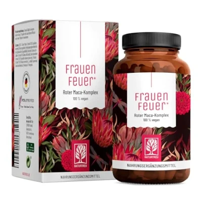 Abbildung von Maca Extrakt Rot 10:1 hochdosiert Komplex mit Salbei, Tribulus, Bockshornklee, Vitamin B6 &amp; Zink für Frauen 120 Kapseln, vegan