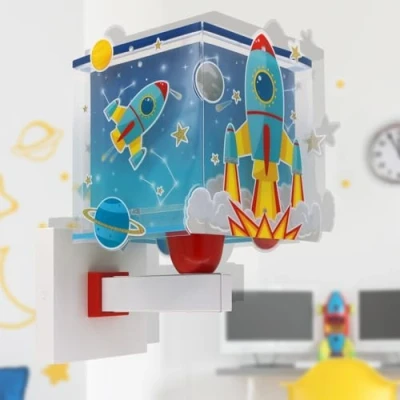 Abbildung von Dalber kinder Wandlampe, Kinderlampe Wandleuchte Rocket Raum Rakete Sonnensystem, 63539, E27