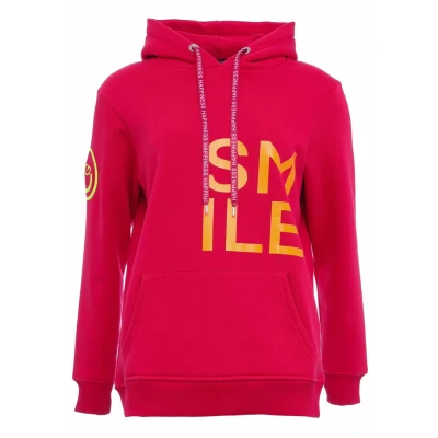 Abbildung von Zwillingsherz Kapuzensweatshirt, verschiedenfarbiger &quot;Smile&quot; Aufdruck und gesticktem Smiley