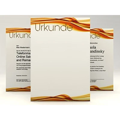 Abbildung von Urkundenpapier &quot;Premium&quot; 50 Blatt modern für Urkunden Zertifikate DIN A4 190g/qm hochwertig Briefpapier Kartonpapier certificate paper Blanko Urkunde Anerkennung Papier