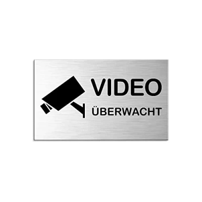 Abbildung von Schild videoüberwacht 60x100 mm Türschild aus Aluminium Edelstahloptik selbstklebend Nr.44637 S