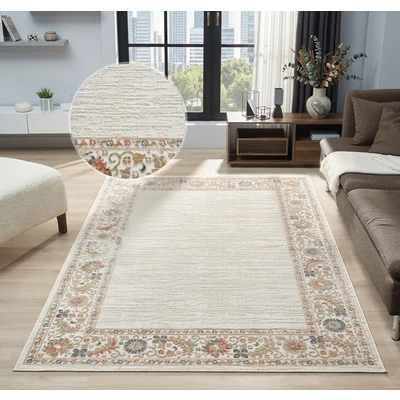 Abbildung von OTTO home Teppich "Fennia, Blumen-Motiv" rechteckig 7 mm Höhe Bordüre, Floral, meliert, Wohnzimmer, Schlafzimmer, Esszimmer