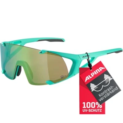Abbildung von ALPINA HAWKEYE S Q LITE Verspiegelte, Kontrastverstärkende &amp; Beschlagfreie Sport Fahrradbrille Mit 100% UV Schutz Für Erwachsene, turquoise matt, One Size