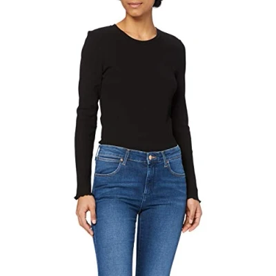 Abbildung von Selected Femme Slfanna CREW NECK TEE Langarmshirt, Damen, Größe: 38, Black