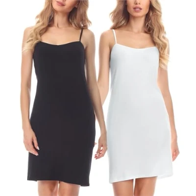 Abbildung von Merry Style Damen Unterkleid kurz Petticoat Knielänge einstellbare Träger 2Pack MS10 203(2Pack Schwarz/Weiß, 3XL)