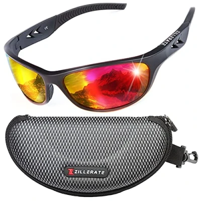 Abbildung von Sonnenbrille Herren Polarisiert Sport Brille für Men &amp; Damen zum Fahren Radfahren Golf Angeln Laufen Segeln Skifahren, UV400 Schutz, Leichter, langlebiger TR90 Rahmen, Hartschalen Etui