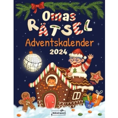 Abbildung von Omas Rätsel Adventskalender 2024: 24 Tage festlicher Rätselspaß für Oma mit 72 Rätseln in großer Schrift Inkl. Sudoku, Kreuzwort &amp; Wortsuchrätseln
