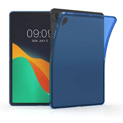 Abbildung von kwmobile Hülle kompatibel mit Samsung Galaxy Tab S7 FE weiches TPU Silikon Case Transparent Tablet Cover Blau