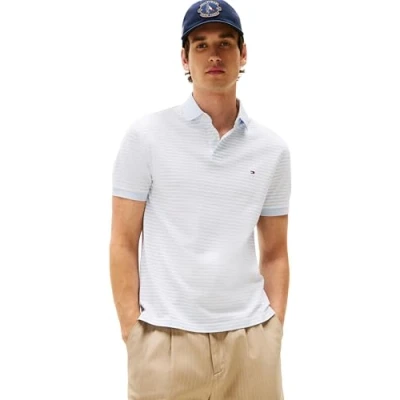 Abbildung von Tommy Hilfiger Herren Poloshirt Kurzarm 1985 Regular Fit, Mehrfarbig (Breezy Blue / White), M