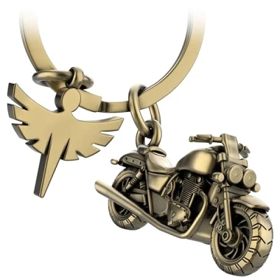 Abbildung von FABACH Motorrad Schlüsselanhänger mit Schutzengel Geschenk Engel für Motorradfahrer Geschenke Glücksbringer Fahr vorsichtig