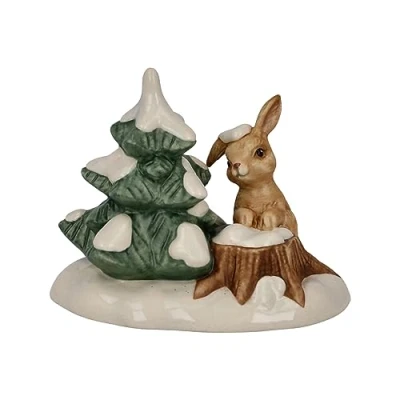 Abbildung von Goebel Weihnachtsfigur Winterwald Drolliges Häschen, aus Porzellan gefertigt, Höhe: 6,5cm, 66 704 26 1
