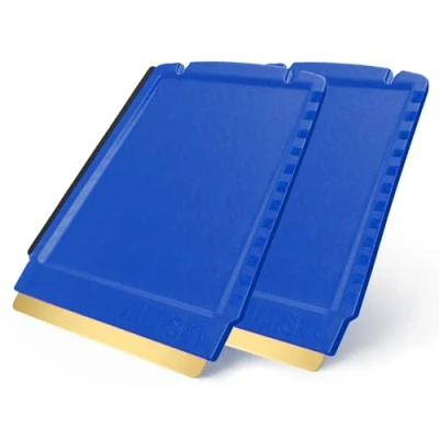 Abbildung von A052 2 Eiskratzer Auto Murska Eisschaber Messing Messingschaber HIPS Original aus Finnland TOP Qualität 90mm kleiner praktischer Schaber 3 seitig verschiedene Schabkanten (2 Stück Blau)