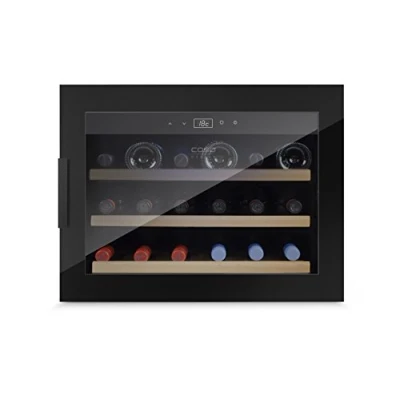 Abbildung von Caso WineSafe 18 EB Black Design Einbau Weinkühlschrank mit Kompressionstechnik für bis zu Flaschen (bis 310 mm Höhe), eine Temperaturzone 5 20C, Getränkekühlschrank