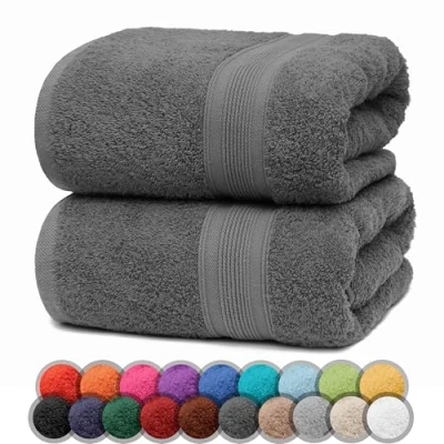 Abbildung von NatureMark 2er Pack DUSCHTÜCHER Premium Qualität 70x140cm DUSCHTUCH Dusch Handtuch Doppelpack Farbe: Anthrazit grau