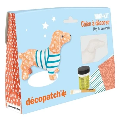 Abbildung von Decopatch KIT026C Bastel Mini Set Pappmaché (Dackel, ideal für Kinder) 1