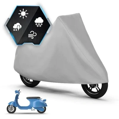 Abbildung von WALSER Motorrad Abdeckplane All Weather Basic S, 100% wasserdichte Outdoor Plane, Vespa Ganz Jahres Schutz, Motorrad, Zubehör Plane Silber 185x90x110 cm