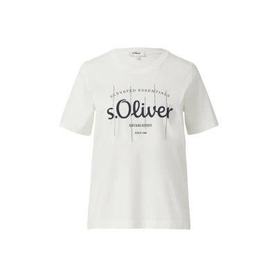 Abbildung von s.Oliver MIT Logoprint UND Schmucksteinen Tshirt print, Damen, Größe: 42, Creme
