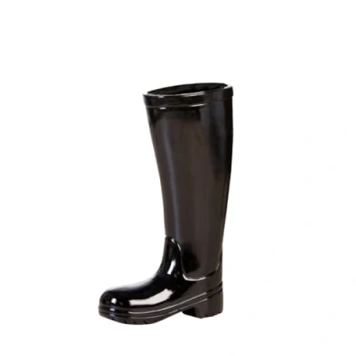 Abbildung von Casablanca Deko Gummistiefel Schirmständer aus Keramik mit Wasserauffangschale Regenschirmständer schwarz Höhe 45 cm