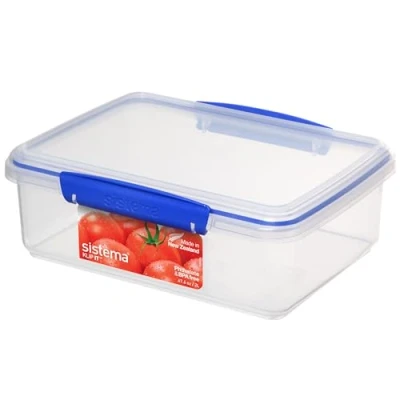 Abbildung von Sistema KLIP IT Frischhaltedose 2 l /stapelbare und luftdichte Vorratsdose mit Deckel / geeignet für Kühl /Gefrierschrank BPA freier Kunststoff blaue Clips 1 Stück
