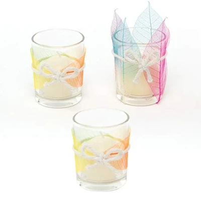 Abbildung von Baker Ross Kerzenhalter aus Glas (6 Stück) Bastelspaß zum Dekorieren und Verzieren mit Glasmalstiften Aufklebern
