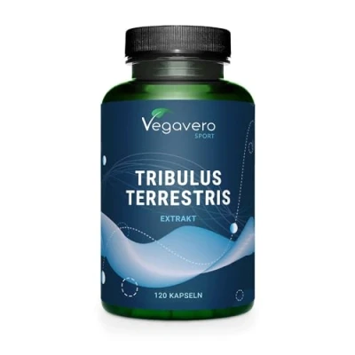 Abbildung von Tribulus Terrestris 1800 Vegavero® SPORT 90% STEROID SAPONINE Natürlicher Testosteron Booster Ohne Gelatine Kraftsport &amp; Bodybuilding Laborgeprüft Zusatzstoffe 120 Kapseln