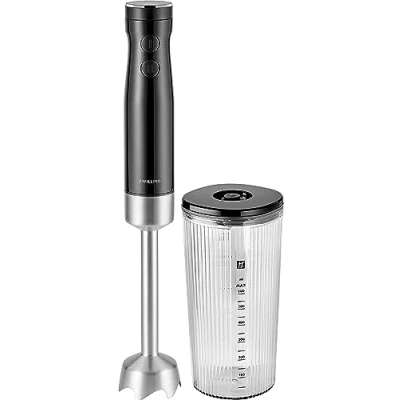 Abbildung von ZWILLING ENFINIGY Stabmixer Edelstahl, Pürierstab &amp; Handmixer mit Edelstahl Winglet Klinge und 600 ml Messbecher, Schwarz